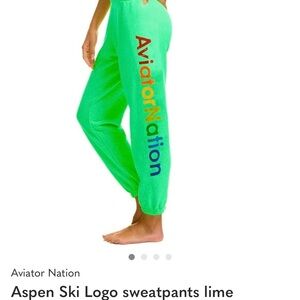 Aviator Nation Lime Sweatpants with Multicolor Logo